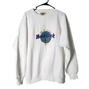 Vintage Hard Rock Cafe Sweatshirt Size Large White Maui Hawaii Crewneck